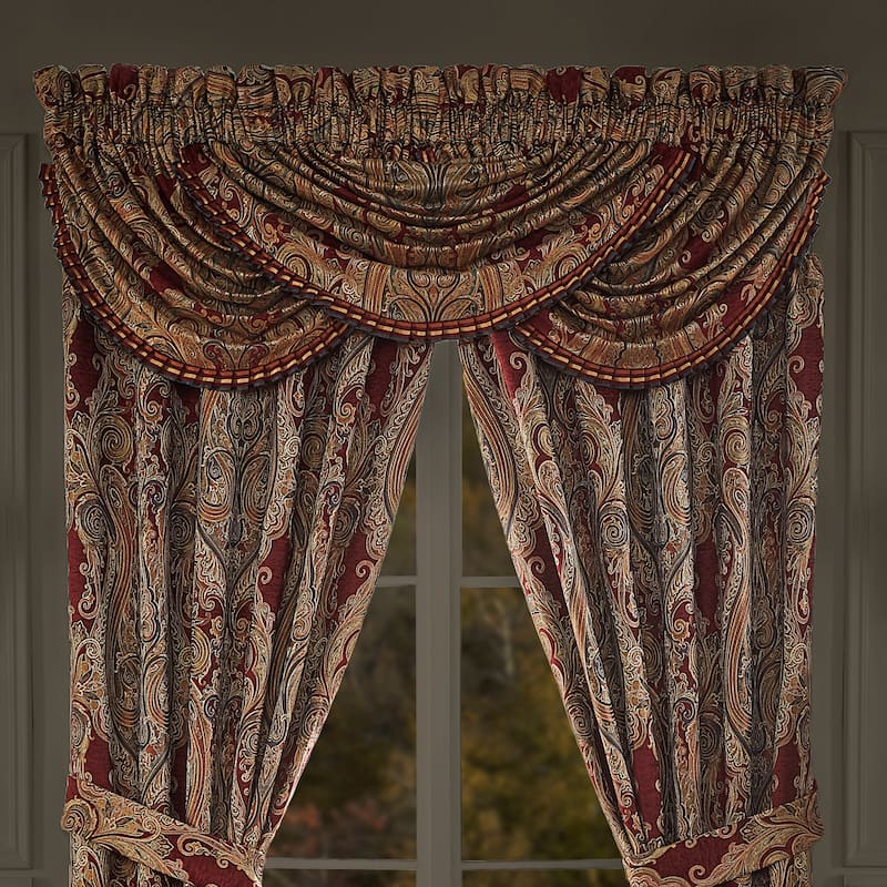 J. Queen New York Garnet Window Waterfall Valance - Red