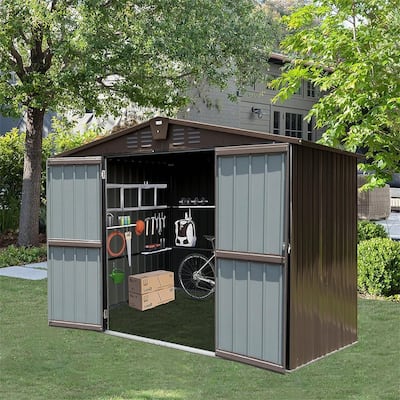 Outdoor Storage Shed 10'x8', Metal Tool Sheds Storage House with Lockable Double Door,Large Bike Shed Waterproof for Garden