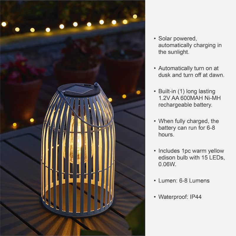 Glitzhome 9.75"H Metal Woven Solar Powered Outdoor Hanging Lantern
