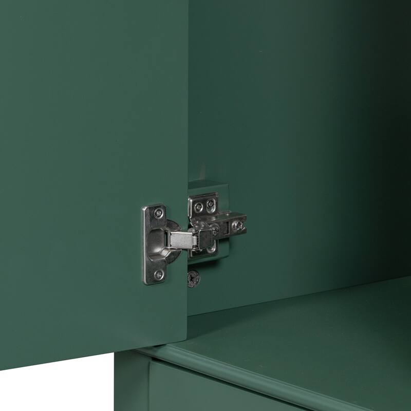 Bathroom Vanity with Ceramic Undermount Sink, Solid Wood Frame, Soft-Close Drawers & Doors, and Gold Handles
