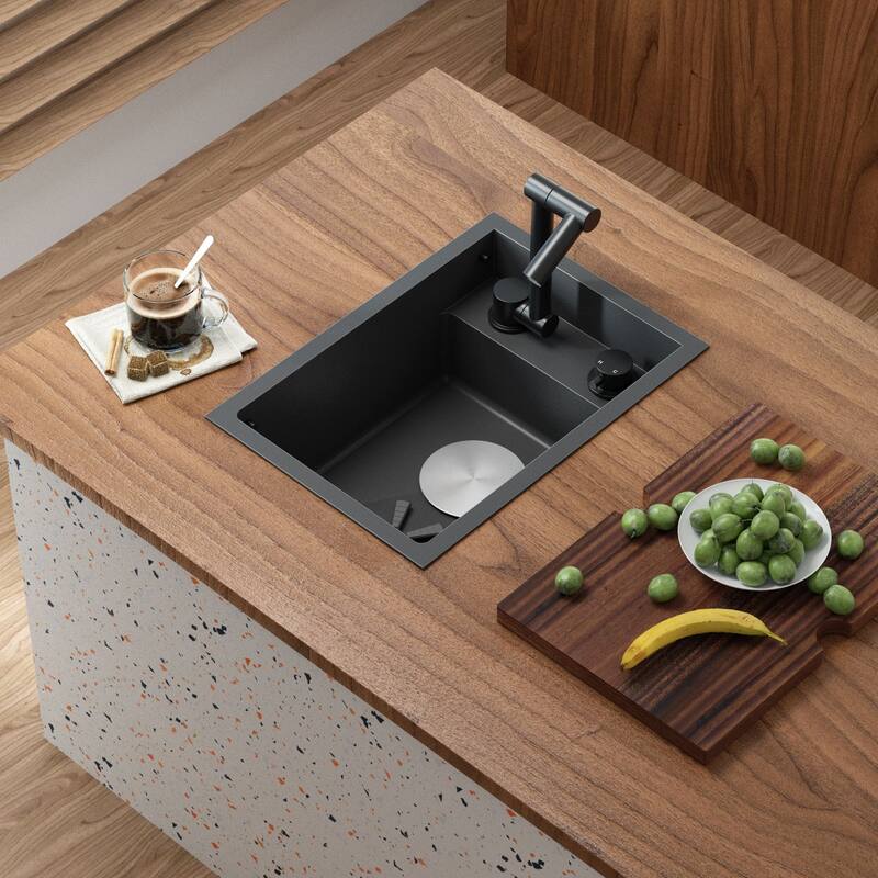 Black/SILVER/WHITE RV Sink with faucet and a foldable tap inside