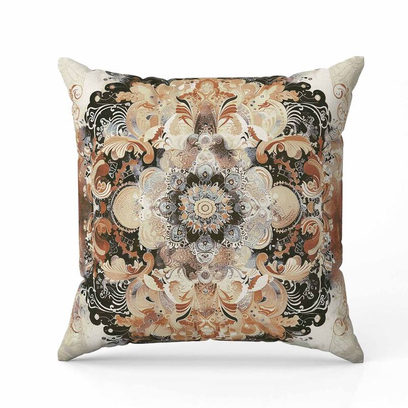 Verdant Fire Indoor/Outdoor Reversible Throw Pillow Beige and Black