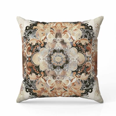 Verdant Fire Indoor/Outdoor Reversible Throw Pillow Beige and Black
