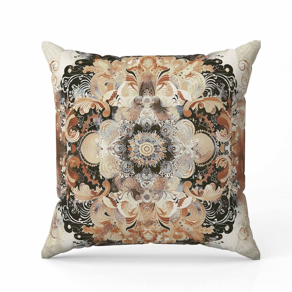 Verdant Fire Indoor/Outdoor Reversible Throw Pillow Beige and Black