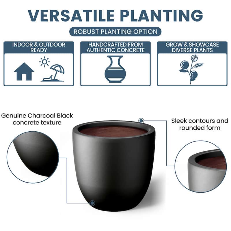 Tall Concrete Round Plant Pots / Large Indoor and Outdoor flower Planters