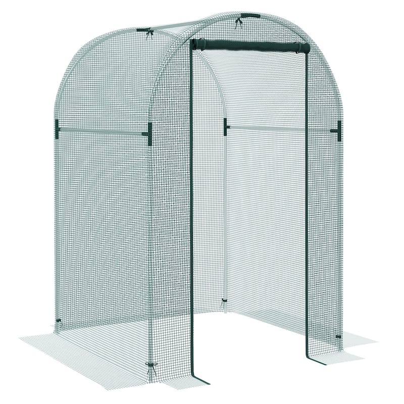 Outsunny 4' x 4' Crop Cage, Plant Protection Tent with Zippered Door and Galvanized Steel Frame, Fruit Cage Netting Cover