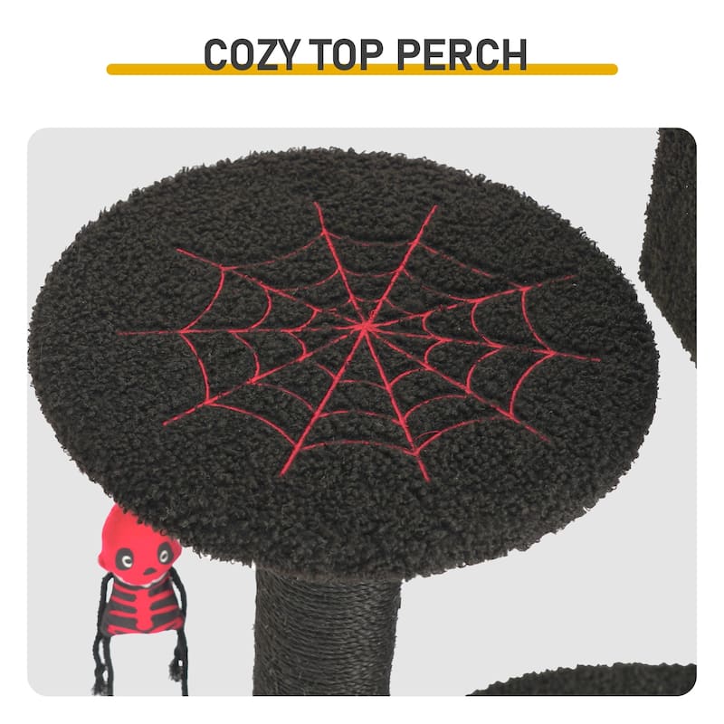 57" Gothic Cat Tree with Multi-Level Platforms and Scratching Posts Cozy Condo and Coffin Bed