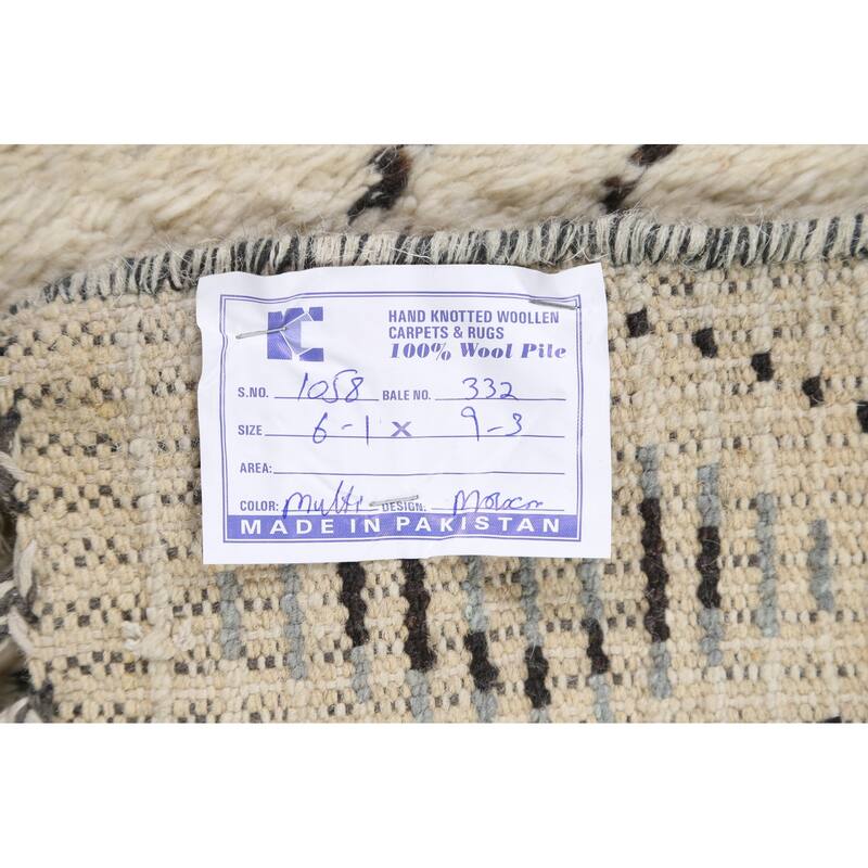 Vegetable Dye Moroccan Berber Oriental Area Rug Wool Handmade Carpet - 6'1" x 9'2"