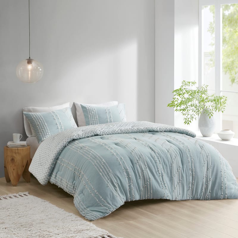 INK+IVY Kara 3 Piece Cotton Jacquard Comforter Set