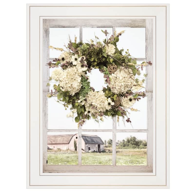TrendyDecor4U Farmhouse "Pleasant View" Framed Print Wall Art by Lori Deiter - Earthtone