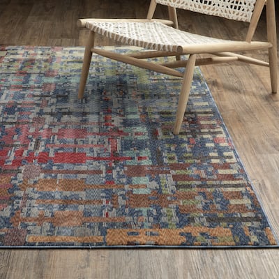 Tobias Abstract Geometric Blue/ Multi Area Rug