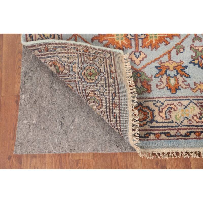 Light Blue Heriz-Serapi Accent Rug Hand-Knotted Floral Wool Carpet - 2'11"x 5'1"