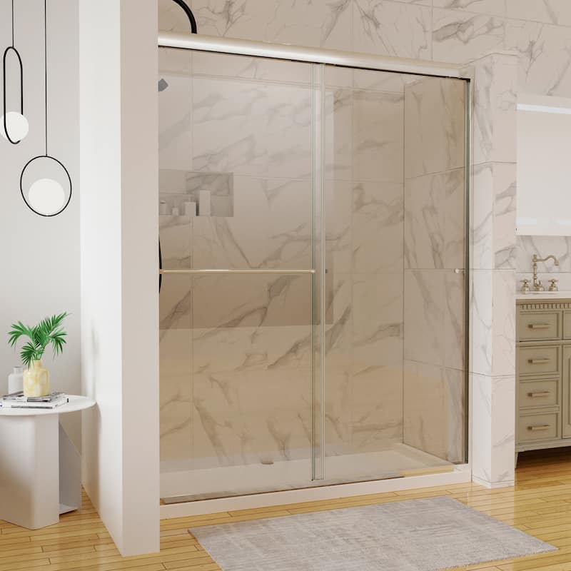 60''x72'' Double Sliding Semi-Frameless Shower Door with 6mm Tempered Glass