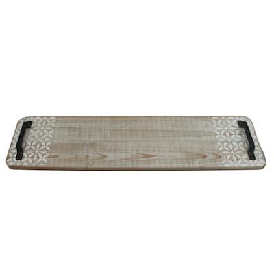 22.5 Inch Long Flat Wooden Tray with Metal Handle - 22.5 X 1.13