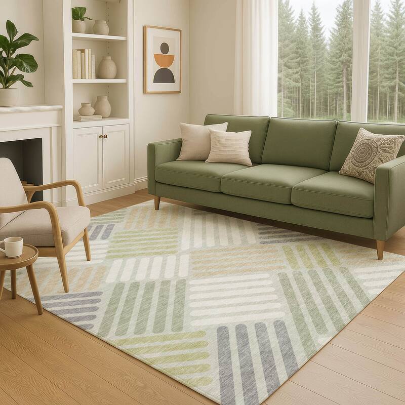 Machine Washable Indoor/ Outdoor Modern Weave Chantille Rug