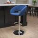 Chrome Upholstered Height-adjustable Rounded Mid-back Barstool - Blue Fabric