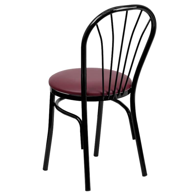 2 Pack Fan Back Metal Chair - Vinyl Seat - 16"W x 20"D x 34.5"H - 16"W x 20"D x 34.5"H
