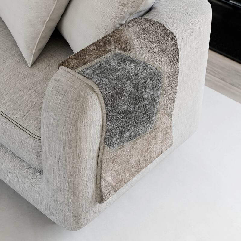 Premium Machine Washable Modern Geo Sherpa Throw Blanket - Fudge - 4'2" x 5'10"