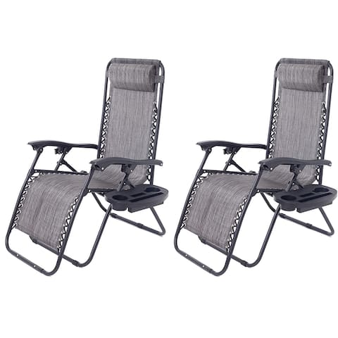 Two Pack, Utillity Cup Holder Zero Gravity Chair Case Lounge Patio Pool Beach Yard Garden, Gray