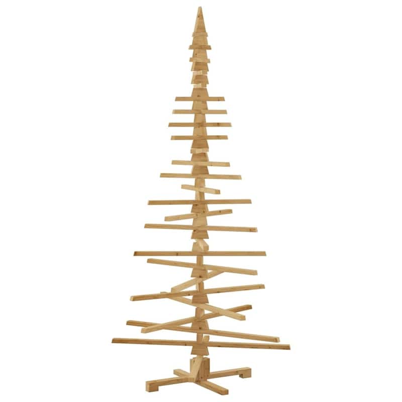 vidaXL Wooden Christmas Tree with Stand Brown Solid pine wood