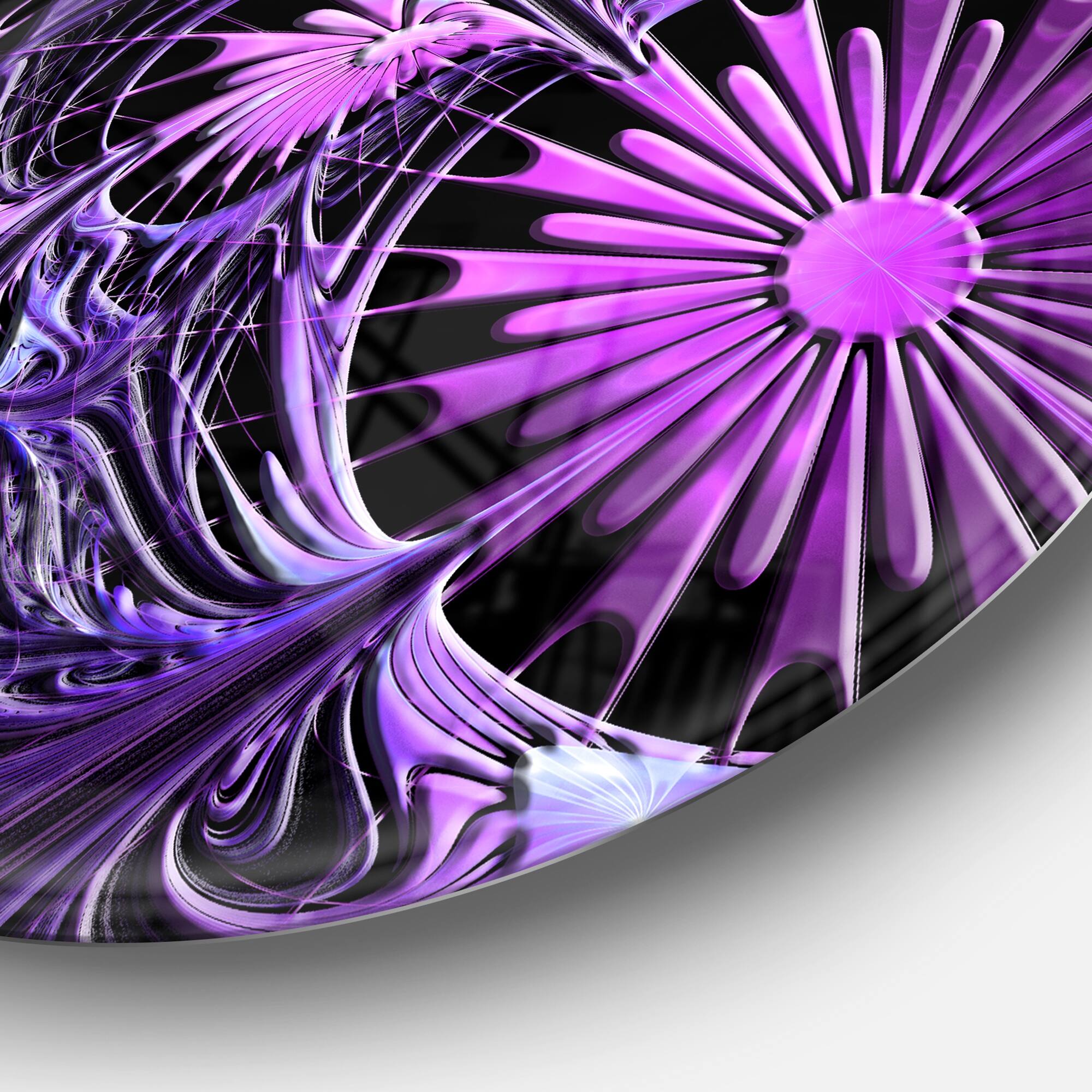 Designart 'Embossed Purple Floral Shapes' Floral Circle Wall Art Bed