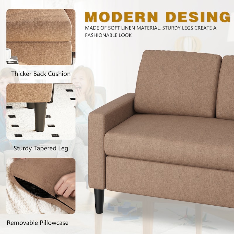 Futzca 74" Convertible Sectional Sofa Couch, Small L-Shaped Sofa