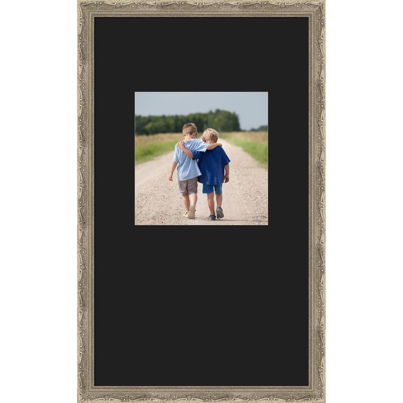 Mila Picture Frame, Photo Frame - 13x22 Matted Black 8x8 - Mila Dark Silver