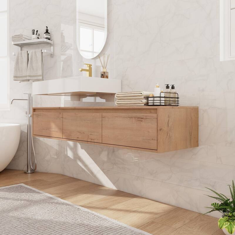 Beingnext 30"/60" Wall Mounted Bathroom Vanity with Sink, Floating Bathroom Vanity with Soft Close Drawer