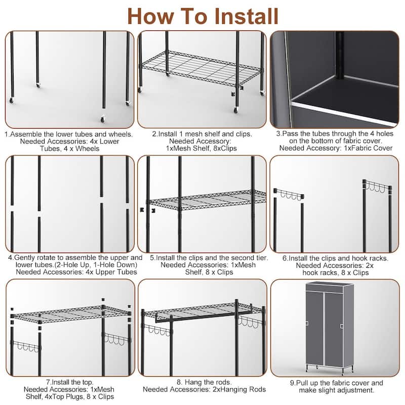 2-Tier Clothing Rack with Dust Cover