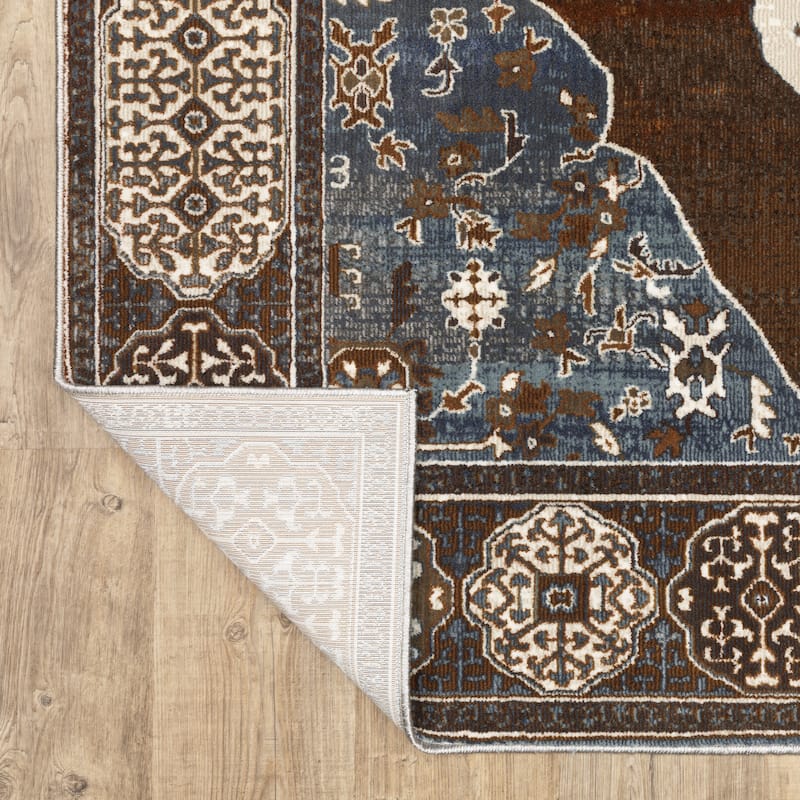 Style Haven Everly Vintage Center Medallion Rust/ Blue Area Rug