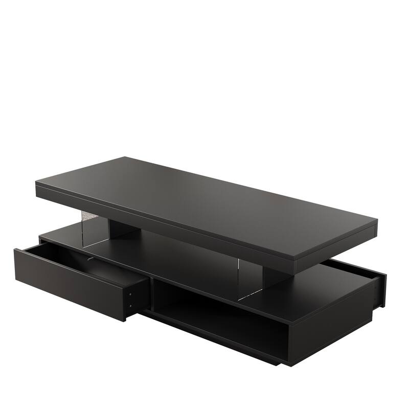 LED Storage Coffee Table with 2 Drawers and Shelves