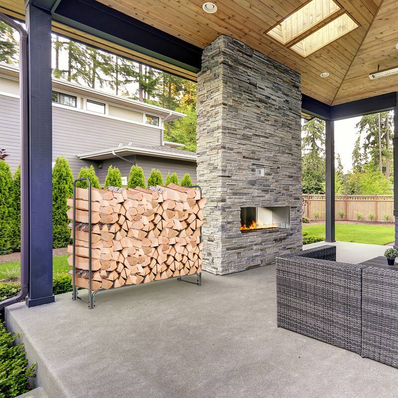 Costway 4FT/5FT/6FT/8FT Firewood Storage Log Rack Heavy Duty Iron Log