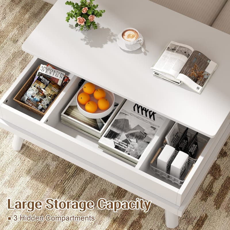Futzca Wood Coffee Table with Hidden Compartment