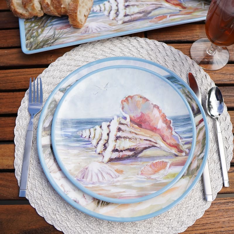 Certified International Seacoast Melamine 9" Salad/Dessert Plates, Set of 6 - 9" Diameter x 1"