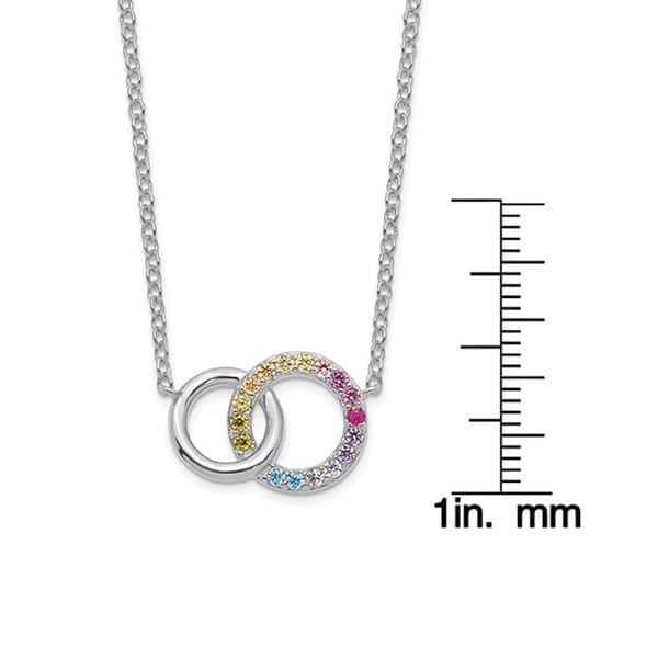 Sterling Silver Rhodium-plated Cubic Zirconia Circle with 2in Extender Necklace Sterling Silver Rhodium-plated Cubic Zirconia Circle with 2in Extender Necklace