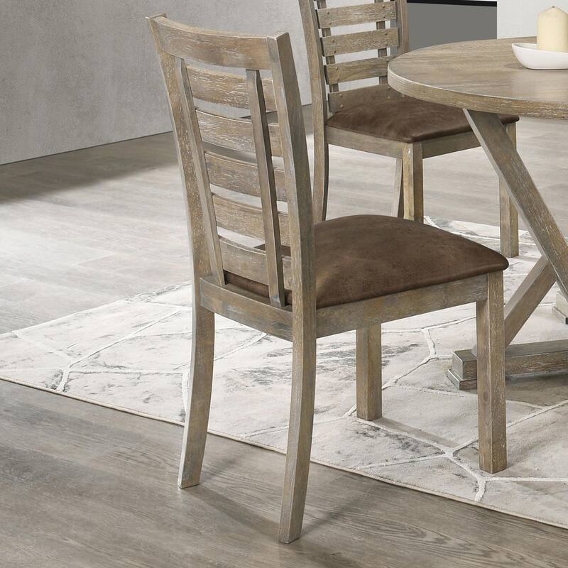 Modern Farmhouse with Distressed Ladderback Design Dining Chairs， Set of 2