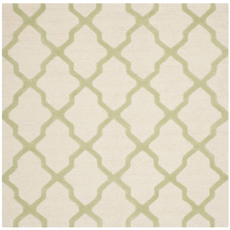 SAFAVIEH Handmade Cambridge Eirny Moroccan Trellis Wool Rug - 6' Square - Ivory/Light Green