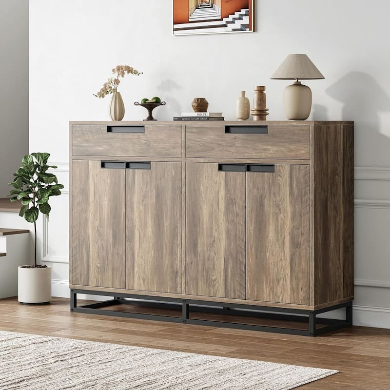 Modern 55" Sideboard Buffet Cabinet, Coffee Bar Table for Kitchen, Dining Room - N/A - Brown