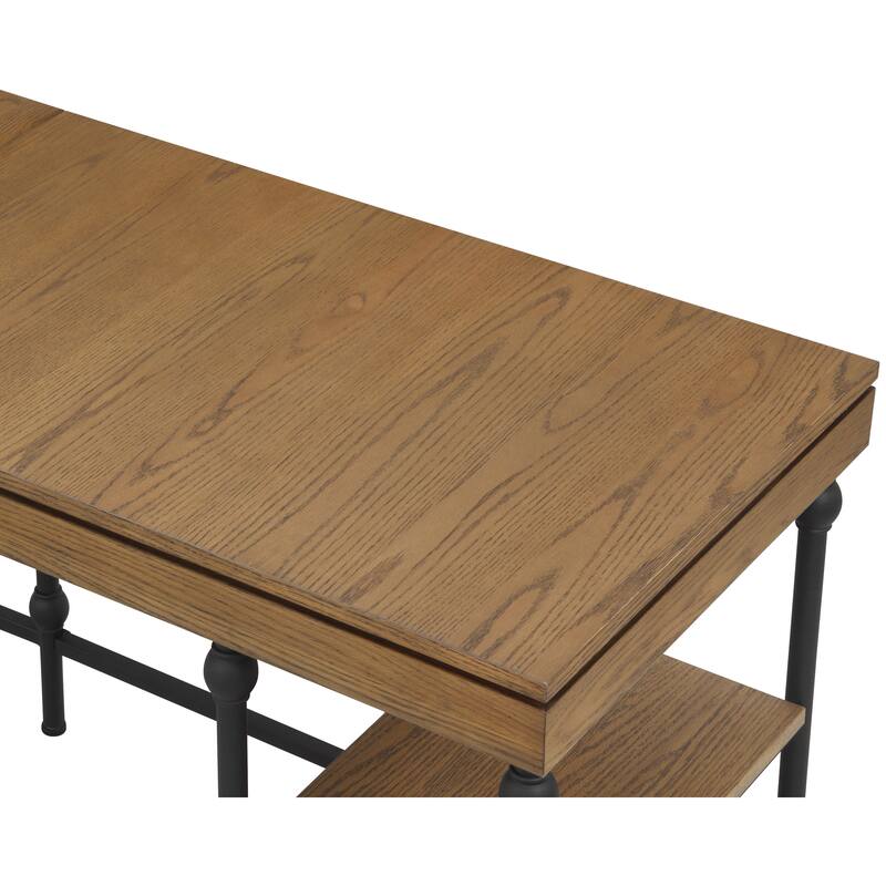 Haley Farmhouse 59-inch Metal L-Shaped Computer Desk with USBs by Furniture of America