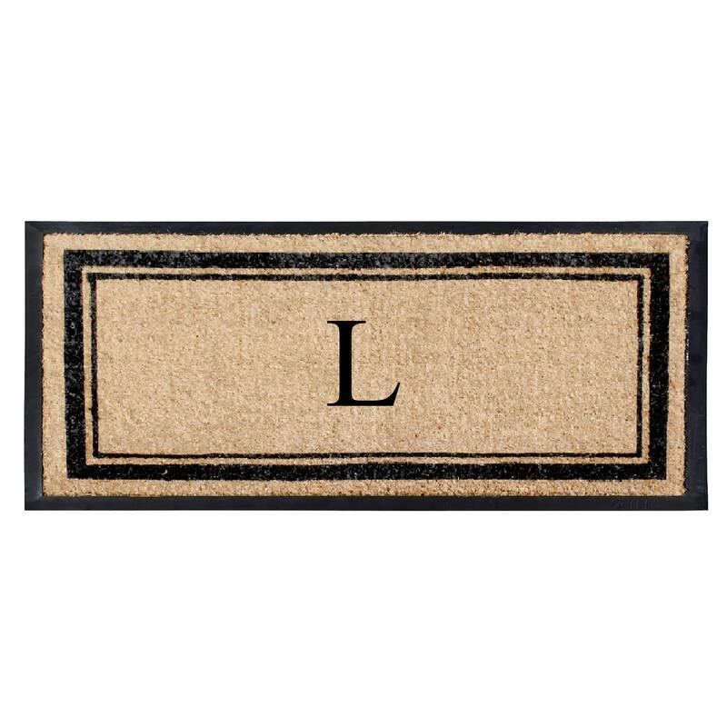 A1HC Natural Coir & Rubber Non Slip Thin Profile Front Door Large Monogrammed Door Mats 30x60 Inches - 30"x60" - L
