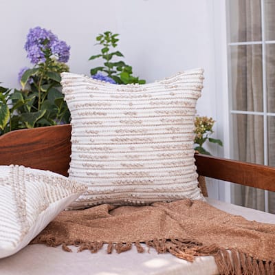 Sevita Farmhouse Geometric Hand-Woven Indoor/Outdoor Throw Pillow