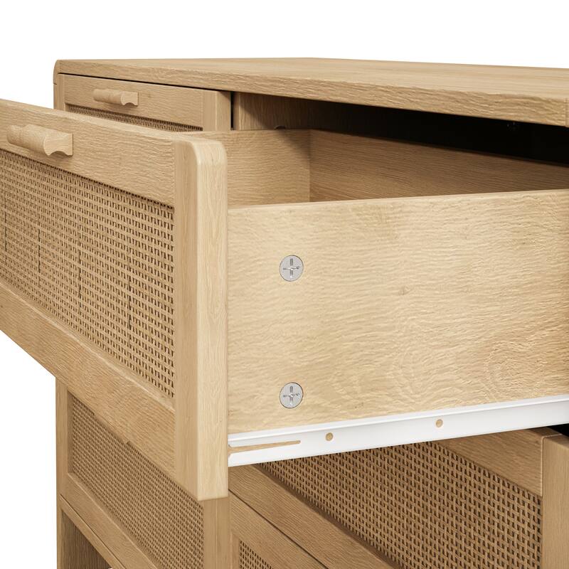 51.18'' Arc Shaped Corner Rattan Cabinet, 6-Drawers Rattan Storage Cabinet Rattan Drawer, for Living Room Bedroom,and Kitchen