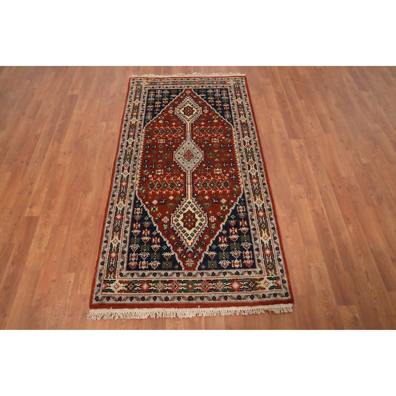 Hand Knotted Oriental 100% Wool Carpet Traditional Geometric Oranges & Rust Heriz (serapi) Area Rug - 5' 4'' X 2' 11''