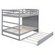 preview thumbnail 4 of 7, Full Over Full Bunk Bed with Twin Size Trundle, Platform Bed with Staircase, Wooden Bed Frame with Storage Drawers, Grey