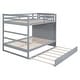 preview thumbnail 10 of 10, Full Over Full Bunk Bed with Twin Trundle & Stairs, Wood Bunk Beds with Storage Drawers & Guardrail for Kids Teens Adults, Grey
