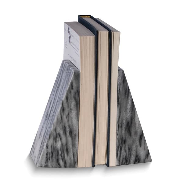 Curata Set of 2 Carrera Grey Marble Wedge Bookends Bed Bath & Beyond