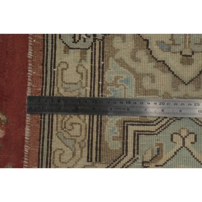 Hand Knotted Oriental 100% Wool Carpet Traditional Floral Pink Kerman Area Rug - 11' 9'' X 9' 0''
