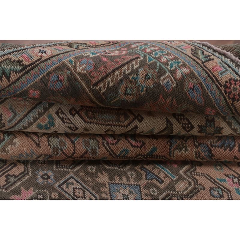 Tabriz Persian Vintage Rug Hand-Knotted Geometric Wool Carpet - 9'7"x 12'6"