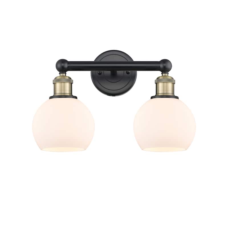Innovations Lighting 616-2W-11-15 Athens Vanity Athens Deco Swirl 2 - Black Antique Brass / Matte White