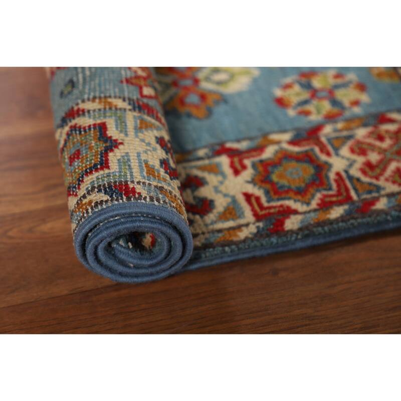 Light Blue Kazak Foyer Rug Handmade Traditional Wool Carpet - 2'0" x 3'0"